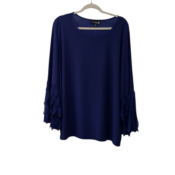 Antthony: 2-pc Flounce Sleeve Straight Leg Pant Set, Size 2X, Dark Blue - Picture 2 of 10